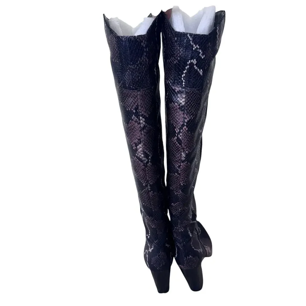 VINCE CAMUTO Corrine Over The Knee Tri Color Snake Phyton Snake Print Size 9